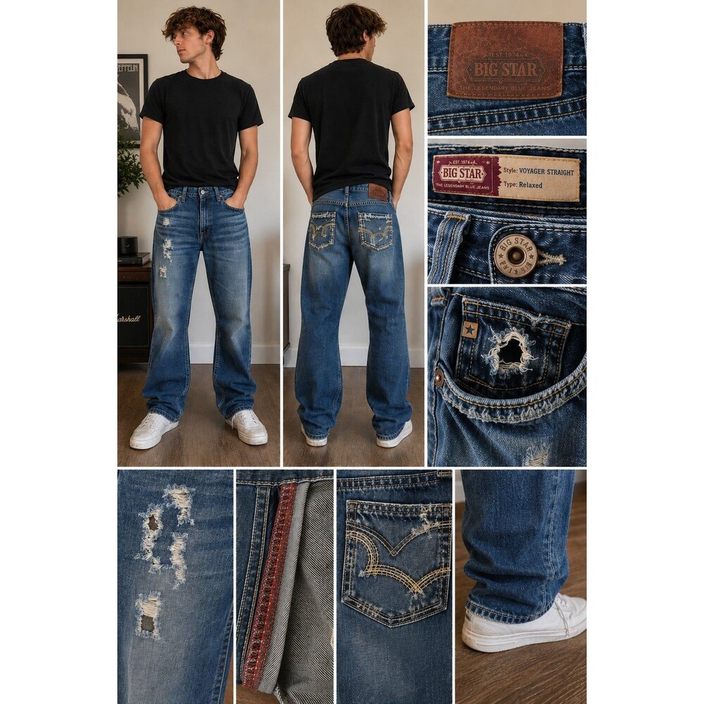 Vintage Buckle Big Star Voyager Men’s Jeans Y2K Grunge Distressed Relaxed 34x31